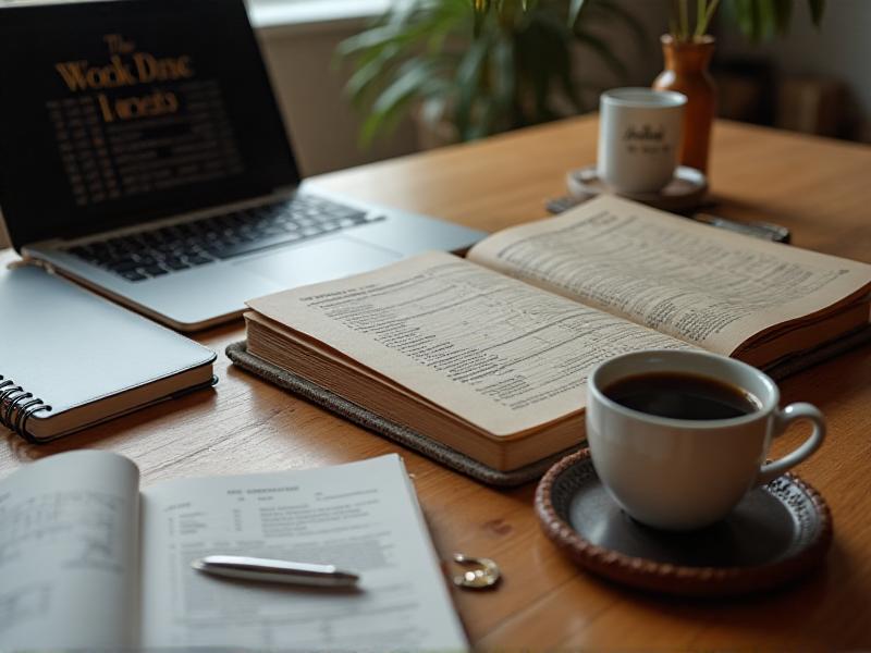 A sleek image of 'The Wedding Planner's Little Black Book' open to a page with a detailed timeline and checklist. The book is placed on a desk next to a laptop, a cup of coffee, and a planner, creating a professional and organized atmosphere that reflects the book's focus on flawless event planning.